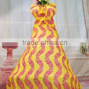 2015 New Fashion Lace Fabric for Nigerian Party With Pearls African Cord Lace Colorful Chemical Lace thumbnail-1