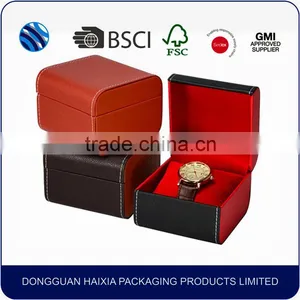 2016 Luxury PU Leather Single Watch Storage Case Box With Sponge Pillow thumbnail-3