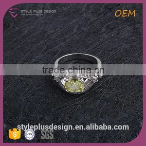 R63486K01 925 Sterling Silver Princess Cut Yellow & White Oval CZ Engagement One Stone Crown Metal O Ring Designs thumbnail-2