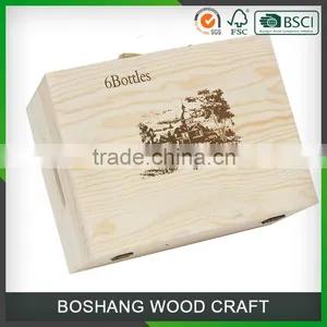 Custom Box 6 Bottle Solid Wood Wine Box thumbnail-1