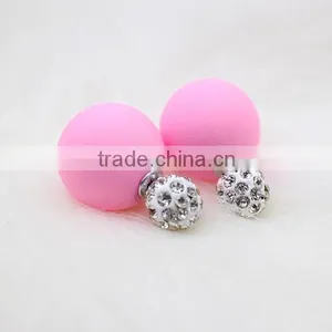 Fashion Crystal Jewelry Stud Double Face Plastic Pearls Double Pearl Earring thumbnail-3