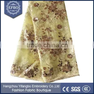 2016 Reliable Supplier in China Embroidered Bridal Tulle Fabric Wholesale Cheap Price African French Lace With Sequins thumbnail-2