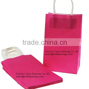 Fancy Design Kraft Paper Carrier Bag, Custom Kraft Paper Bag for Packing, Colored Take Away Kraft Paper Bag With Square Bottom thumbnail-1