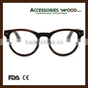 Round Frame Retro Optical Eyeglasses Wood Reading Glasses for Student thumbnail-2