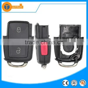 2 Button Remote Key Cover Shell With Panic No Key Blade Flip Car Key Case Fob House Blanks Wholesale for vw Jetta Mk6 Caddy thumbnail-1