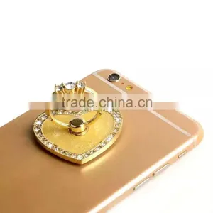 Hot Sale Mobile Phone Metal Stand Holder Finger Ring Holder, Diamonds Heart Shape thumbnail-1