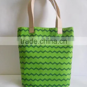 Good Quality Eco Friendly Canvas Shopping Bag With Leather Handle thumbnail-1