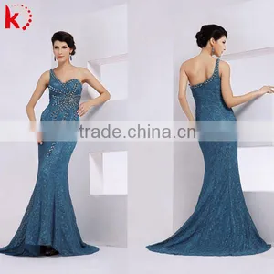 Elegant Beaded Mermaid Blue Evening Women Dresses Prom Dresses 2014 thumbnail-1