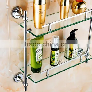 80100 Bathroom Shelf Contracted Silver Double Glass Shelf Hotel Use 3c Proved thumbnail-4