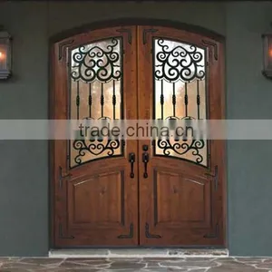 Entry Arch Top Double Wrought Iron Front Door in Foshan Factory thumbnail-1