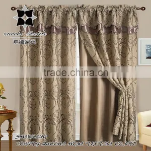 100% Polyester Satin Lining and Organza Jacquard Curtain Panel thumbnail-1