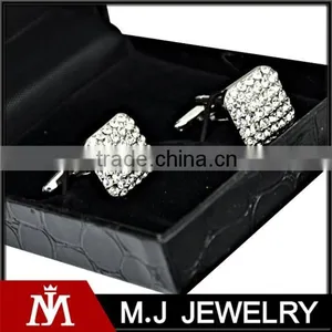 Fashion Jewelry Stainless Steel Crystal Square Men's Cuff Links thumbnail-1