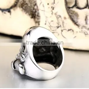 2016 Mens Vintage Punk Skull Head 316L Stainless Steel Rings thumbnail-4