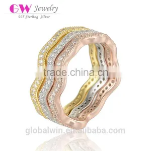 Fashion Jewelry Silver 925 Handmade Gold Plated Ring With Clear Zircon thumbnail-1