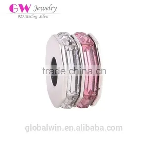 Wholesale Latest Online Fashion 925 Sterling Silver Charm European Charms Rhinestone Bead Fit DIY Female Jewelry Bracelet thumbnail-1