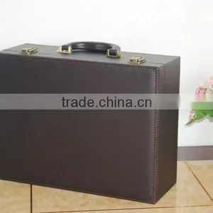 China Factory Wholesale Custom High-grade PU Leather Gift Boxes, Brown Storage Box thumbnail-3