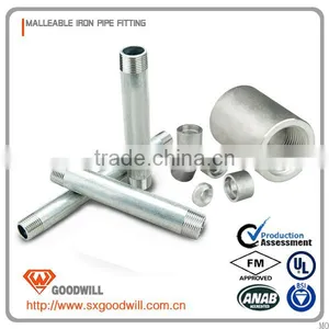 1/8''-8'' NPT Black / Galvanized Male Thread Barrel Long Double Thread Nipples thumbnail-6