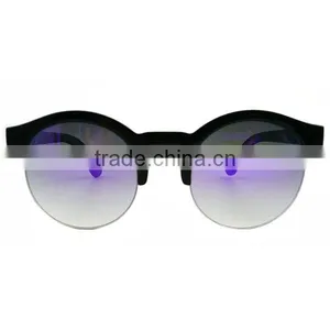 Half Rim Sunglasses Fashion Green Wood Sunglasses thumbnail-1