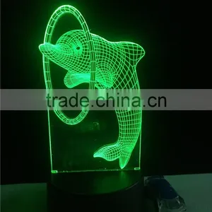 Bed Sides Table Light Children Nightlight 3D Display Fancy Standing Dolphin Lamp thumbnail-3