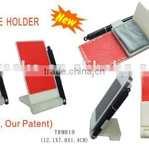 Multifunctional Plastic Mobile Phone Holder With Touch Pen and Microfiber Cloth thumbnail-1