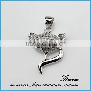 Fox Design Silver Zircon Jewelry, Zircon Beads for Necklace Pendant Decor thumbnail-1