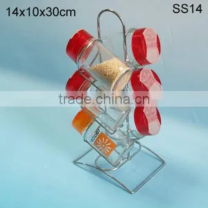 2016 Clear Cylinder Glass Salt and Pepper Shaker With Metal Stand thumbnail-1