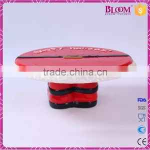 Wholesale Christmas Custom Ceramic Red Cake Holder thumbnail-3