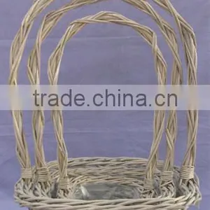 Unique Willow Flower Basket With Long Handle thumbnail-1