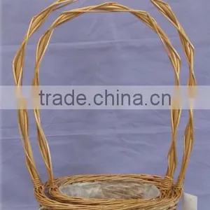 Honey Coloer Willow Basket With Handle thumbnail-1