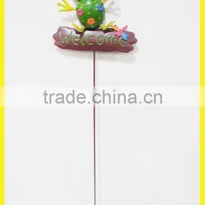 Frog Metal Garden Stick Decoration for Garden With Welcome thumbnail-1