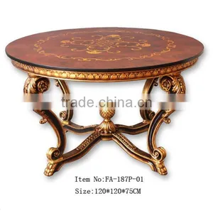 Miller Dinning Room Hot Sale Polyresin Glass Top Table/round Table thumbnail-1