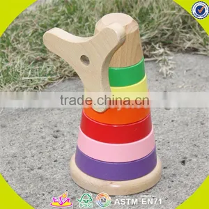 Wholesale Funny Kids Wooden Rainbow Stacking Blocks Toy Wonderful Toddler Wooden Rainbow Stacking Blocks Toy W13D110 thumbnail-3