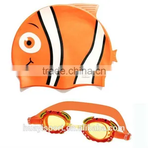 Cute Cartoon Sharped Swim Goggle and Cap Set With Free Package - Various Cartoon to Choose thumbnail-1