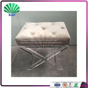 High Quality Stool Chair Soft Cushion Piano Stool X-Shape Transparent Acrylic Stool Legs thumbnail-1