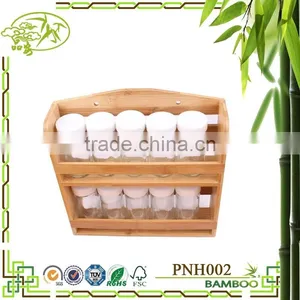 Aonong Bamboo Flavoring Jar Display Rack/ Bamboo Castor Rack/ Spices Bottle Holder thumbnail-1