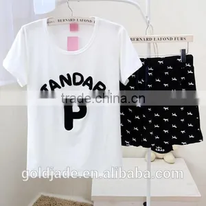 2015 New Homewear for Summer Blank Couple Sleepwear Sets Homewear,embroidery Shorts Sleepwear Homewear Sets for Women or Men thumbnail-6