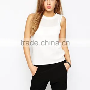 Hot Sale Mesh Yoke Perforated Design Tank With Crew Neckline thumbnail-1