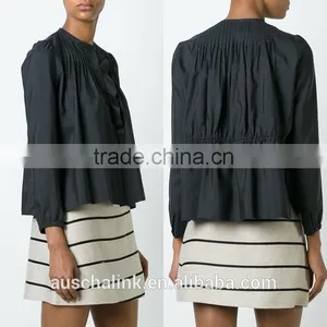Hot Sale Nice Design Women Executive Pleated Silk Shirts 2016 thumbnail-6