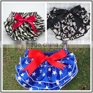 Newest Organic Satin Cloth Diaper,ruffle Panties Baby Panties Bloomer With Bow thumbnail-3