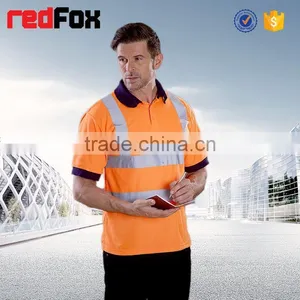 Fluorescent Color T-shirt Short Sleeve 100% Polyster Safety T-shirt Mesh T-shirt Polo Vest thumbnail-4