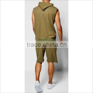 Custom Logo and Print Sleeveless Gym Tracksuit In Green thumbnail-4