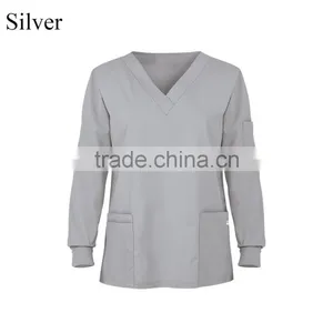 2016 New Arrival Medical Scrub Uniforms Long Sleeve Unisex Scrub Top thumbnail-3