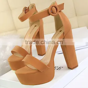 Zm50270b Europe Chunky Heels Slim Women Sexy High Heel Shoes Open Toe Buckle Lady Sandals thumbnail-4