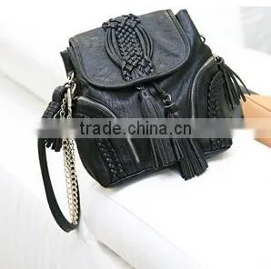 DY0035Z Europea Fashion pu Leather Knitted Fringe Shoulder Bag thumbnail-2