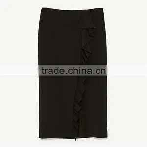 2017 Hot Sale Young Lady Maxi Pencil Skirts With Ruffles thumbnail-6