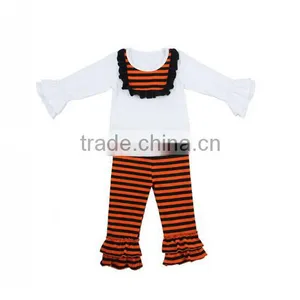 Factory Manufactures Children Clothes Girl's Fine Orange Stripe Suit thumbnail-1