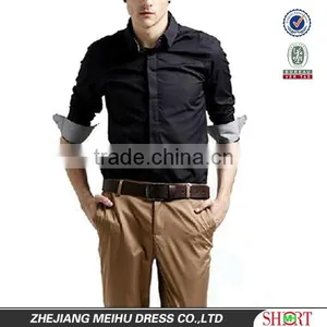 The Latest 100% Cotton Slim Fit Black Dress Shirt for Men With Peaked Collar thumbnail-1