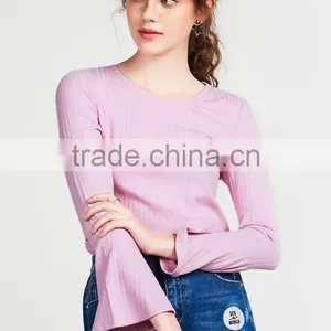 Popular Autumn Women Slim Pagoda Sleeve Blank Sweaters for Wholesale thumbnail-2