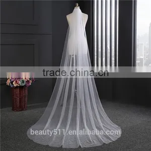 2017 Wholesale New Grance Long Bridal Wedding Veil Long Tulle Wedding Veils HL18 thumbnail-3