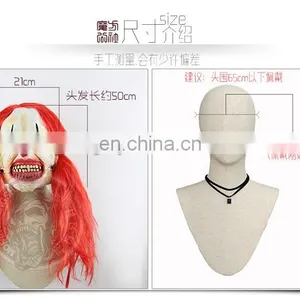 Halloweem Latex Clown Mask With Red Wigs thumbnail-5